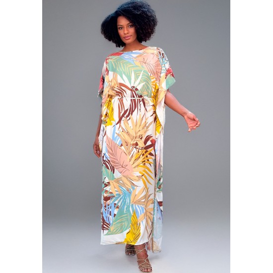 Vestido Kaftan Viscose Longo Estampa Aurora Suave