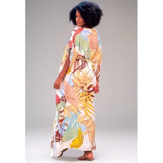 Vestido Kaftan Viscose Longo Estampa Aurora Suave
