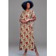Vestido Kaftan Viscose Longo Estampa Floresta de Outono