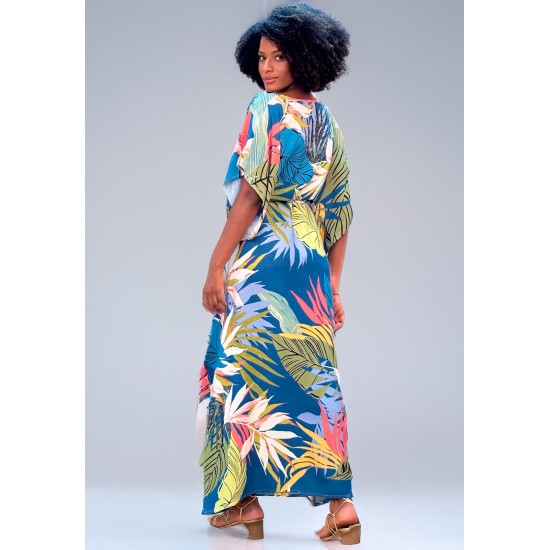 Vestido Kaftan Viscose Longo Estampa Brisa Botânica