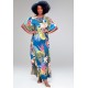 Vestido Kaftan Viscose Longo Estampa Brisa Botânica