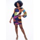 Vestido Curto Viscose Balli Manga Ampla Estampa Jardim Azul