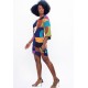 Vestido Curto Viscose Balli Manga Ampla Estampa Jardim Azul