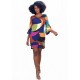 Vestido Curto Viscose Balli Manga Ampla Estampa Jardim Azul