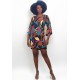 Vestido Curto Viscose Balli Manga Ampla Estampa Aurora Urbana