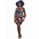 Vestido Curto Viscose Balli Manga Ampla Estampa Aurora Urbana