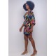 Vestido Curto Viscose Balli Manga Ampla Estampa Aurora Urbana