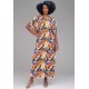 Vestido Kaftan Viscose Longo Estampa Cores Vibrante
