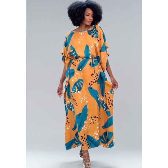 Vestido Kaftan Viscose Longo Estampa Aurora Botânica