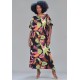 Vestido Kaftan Viscose Longo Estampa Noite Botânica