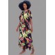 Vestido Kaftan Viscose Longo Estampa Noite Botânica