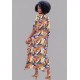 Vestido Kaftan Viscose Longo Estampa Cores Vibrante