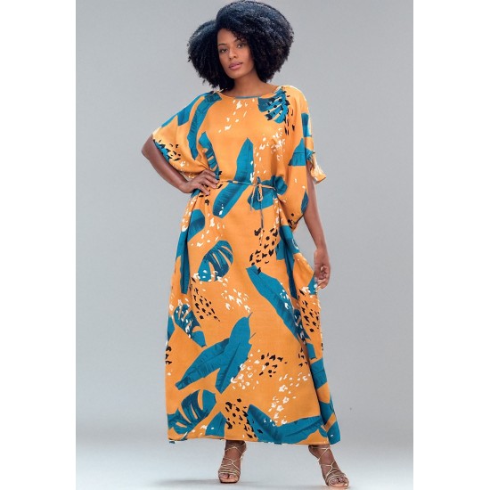 Vestido Kaftan Viscose Longo Estampa Aurora Botânica