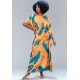 Vestido Kaftan Viscose Longo Estampa Aurora Botânica