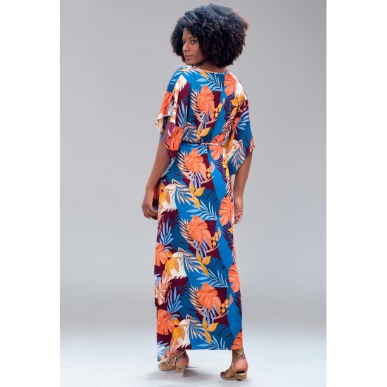 Vestido Kaftan Viscose Longo Estampa Aurora Profunda