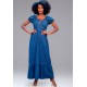  Vestido Longo com Manga Curta Jeans