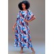 Vestido Kaftan Viscose Longo Estampa Jardim Celeste