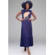 Vestido Longo Regata Curta Folha Azul