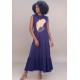 Vestido Longo Regata Curta Folha Azul