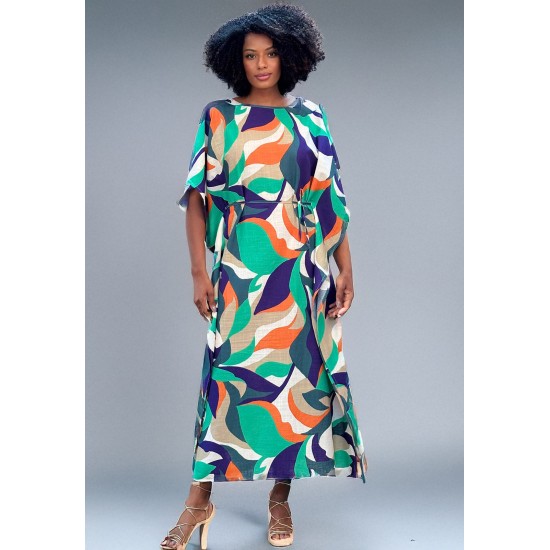 Vestido Kaftan Viscose Longo Estampa Brisa do Mar