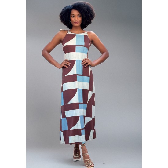 Vestido Longo Malha Trapézio Estampa Santa Rosa do Tocantins