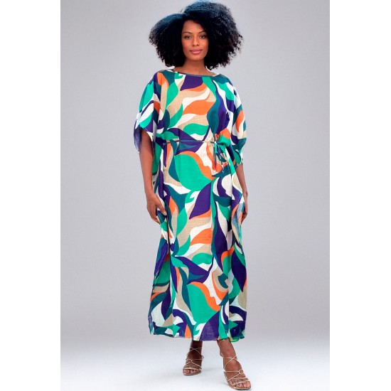 Vestido Kaftan Viscose Longo Estampa Brisa do Mar