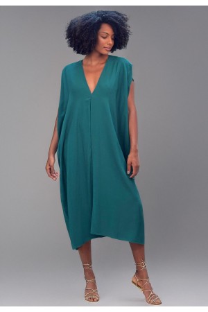 Vestido Kaftan Detalhes nas Costas Verde Musgo