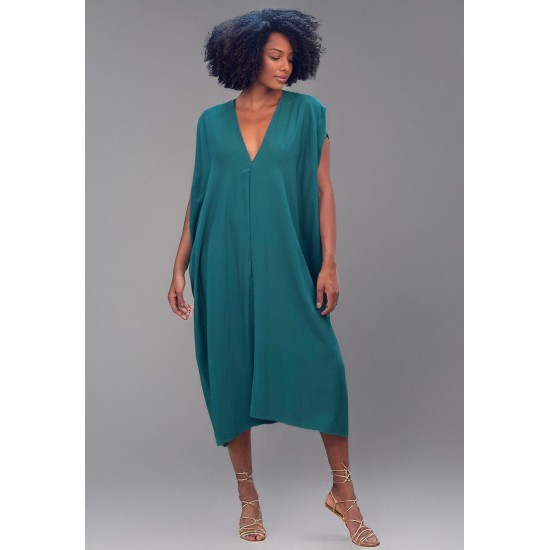 Vestido Kaftan Detalhes nas Costas Verde Musgo