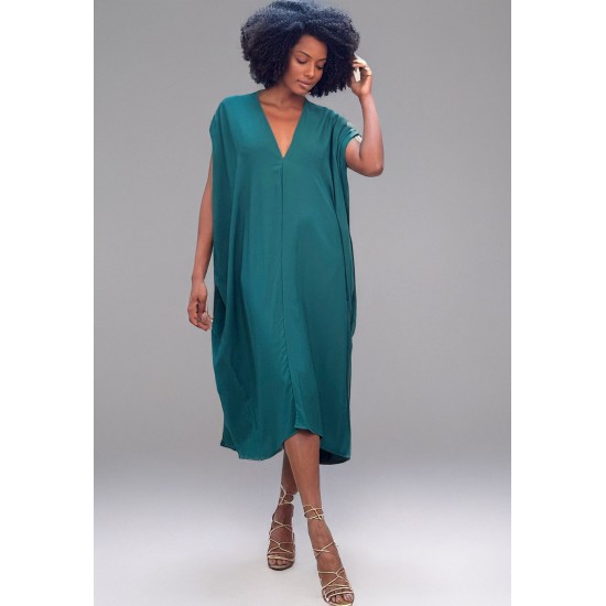 Vestido Kaftan Detalhes nas Costas Verde Musgo