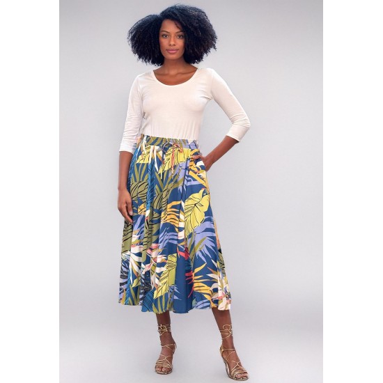 Saia Longa Viscose Estampa Brisa Botânica