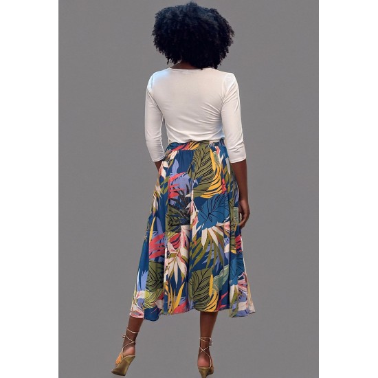 Saia Longa Viscose Estampa Brisa Botânica