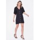 Vestido Curto Kurumí Camisa Viscose Preto