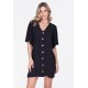 Vestido Curto Kurumí Camisa Viscose Preto