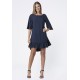 Vestido Curto Viscose Babado Azul Marinho