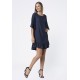 Vestido Curto Viscose Babado Azul Marinho