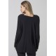 Blusa Drapeada nas Costas Malha Manga Longa Preto
