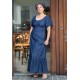  Vestido Jeans Longo com Manga Angel Azul