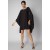 Vestido Kaftan Malha Glória Curto Preto e Detalhe Mescla