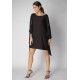 Vestido Kaftan Malha Glória Curto Preto e Detalhe Mescla