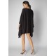 Vestido Kaftan Malha Glória Curto Preto e Detalhe Mescla