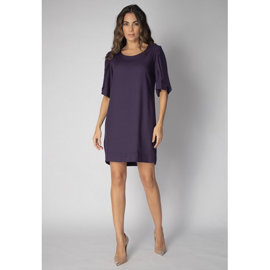 Vestido Curto Viscose Balli Manga Curta Azul Marinho