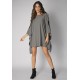 Vestido Kaftan Malha Glória Curto Mescla e Detalhe Preto
