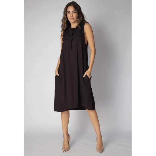 Vestido Midi Viscose Regata Piaf Preto