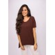 T-Shirt Ampla Malha Manga Curta Marrom