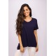 T-Shirt Ampla Malha Manga Curta Azul Marinho