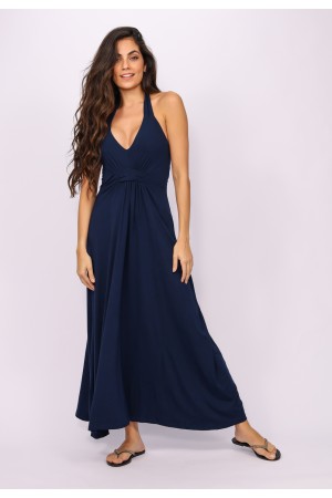 Vestido Longo Malha Frente Única Abaeté Azul Marinho