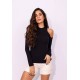 Blusa Nadador com Manga e Recorte no Ombro Preto