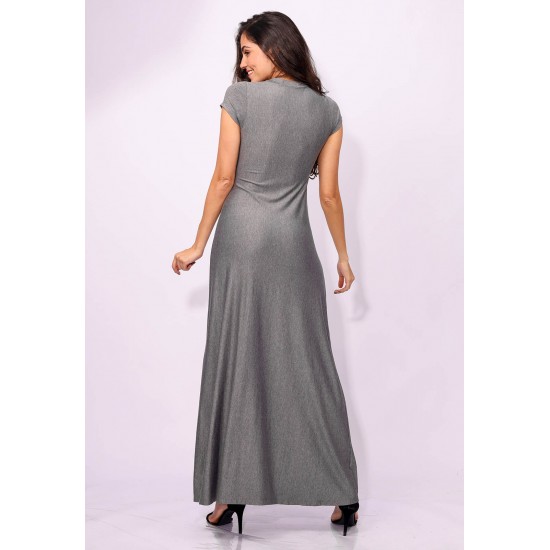 Vestido Coema Longo Malha Detalhe no Busto Mescla
